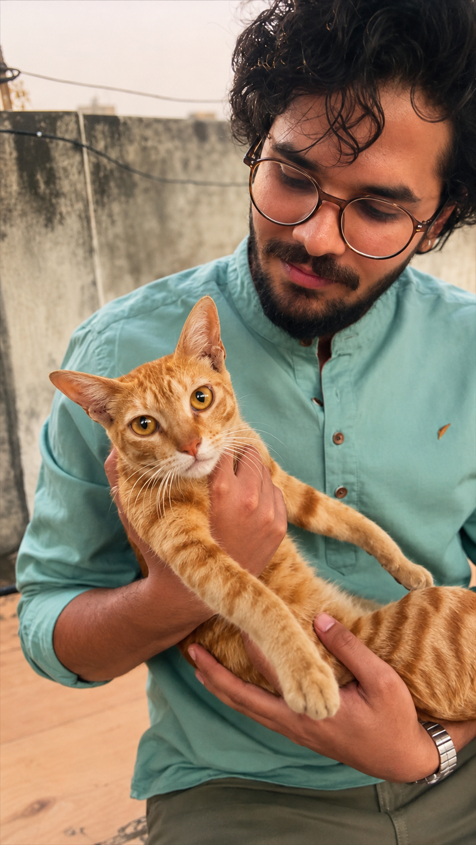Tathagat with his cat